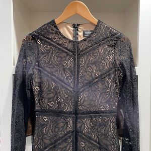 Bardot black lace dress